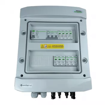 EMITER EM-1102N_DCAC Quadro elétrico PV DC/AC hermético IP65 com para-raios Noark e RCD
