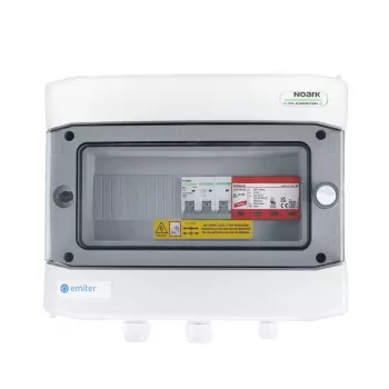 Quadro elétrico EMITER ligado AC Hermetic IP65 EMITTER com descarregador de sobretensão AC Dehn Tipo 2, 50A trifásico, DDR Tipo A 63A/300mA
