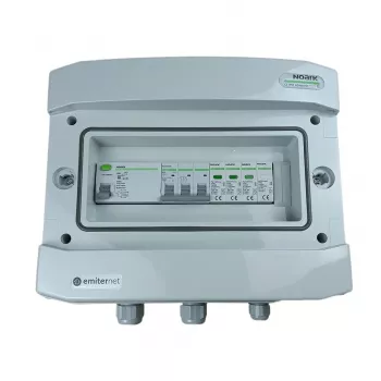 Quadro elétrico ligado AC Hermetic IP65 EMITTER com para-raios AC Noark Tipo 1+2, 50A 3 fases, RCD Tipo A 63A/300mA