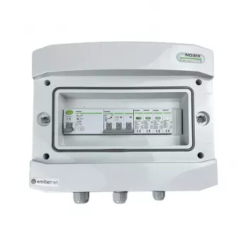 Quadro elétrico EMITER ligado AC hermético IP65 EMITTER com proteção de sobretensão AC Noark Tipo 1+2, 10A 3 fases, RCD Tipo A 40A/300mA