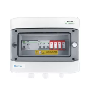 Quadro elétrico EMITER ligado AC hermético IP65 com para-raios Dehn Tipo 2, 40A trifásico, diferencial Tipo A 63A/300mA