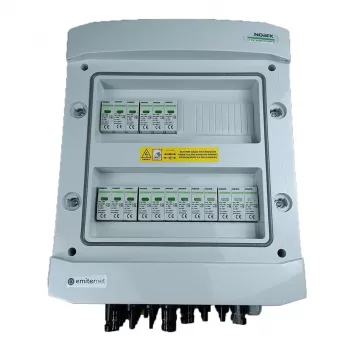 Quadro elétrico EMITER ligado DC hermético IP65 EMITTER com descarregador de sobretensão DC Noark 1000V Tipo 1+2, 6x string PV, 6x MPPT
