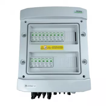 Quadro elétrico EMITER DC hermético IP65-EMITTER com para-raios DC Noark 1000V Type 2, 5x string PV, 5x MPPT