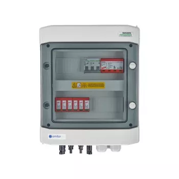 EMITER quadro de distribuição de sobrepor DCAC hermético IP65 EMITTER com descarregador de sobretensões DC Dehn 1000V tipo 2, 2 x string FV, 2 x MPPT // og. AC Dehn tipo 1+2, 10A 3 fases