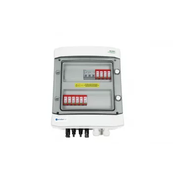 EMITER Aparelhagem Anexada DCAC Hermética IP65 EMITTER com Descarga de Sobretensão DC Dehn 1000V Tipo 2, 2 x PV-String, 2 x MPPT // og. AC Dehn Tipo 2, 20A 3 Fases