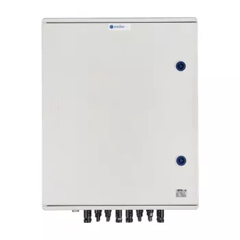 EMITER Quadro elétrico DC/AC hermético IP66 EMITTER com descarregador de sobretensões DC Dehn 1000V Tipo 2, 6 x strings PV, 6 x MPPT // AC Dehn Tipo 2, 100A 3 fases, FR 100A, sinalização de fases + tomada