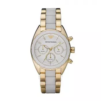 Relógio Emporio Armani AR5944 para mulher ouro rosa aço inoxidável cronógrafo 38mm