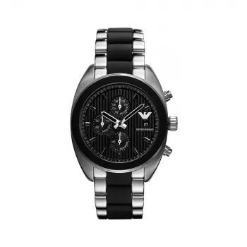 Relógio cronógrafo de quartzo de homem Emporio Armani AR5952 43 mm silicone preto