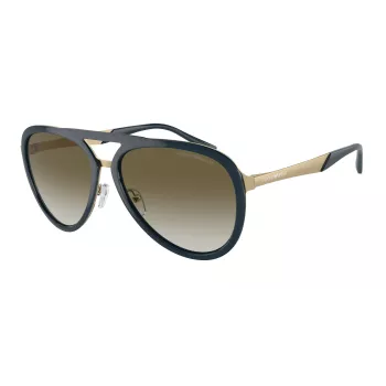 Óculos de sol retangulares de homem EMPORIO ARMANI EA2145-33598E pretos mate com lentes cinzento-escuro 59mm