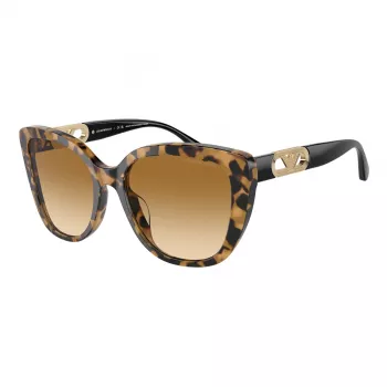 Óculos de sol cat-eye de mulher EMPORIO ARMANI EA4214U60593B com armação castanha transparente e lentes castanhas degradê 54/18/140 mm