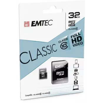 Cartão de memória Emtec ECMSDM32GHC10CG 32GB MicroSDHC Class 10 UHS-I com adaptador SD