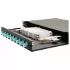 Caixa de fusão de fibra ótica Equip de 12 portas, LC duplex, OM3, 1U, equipada, preta