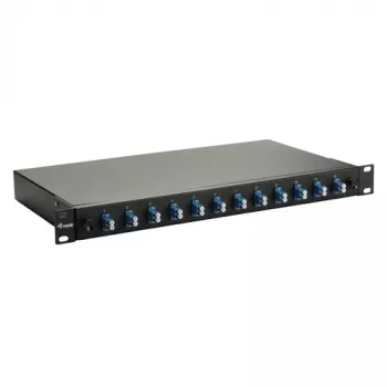 Caixa de fusão de fibra ótica Equip 12 portas, LC Duplex, OS2 monomodo, montagem em rack 1U, equipada, preto