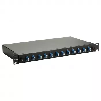 Caixa de fusão de fibra ótica Equip 12 portas, LC Duplex, OS2 monomodo, montagem em rack 1U, equipada, preto