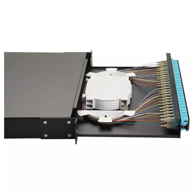 EQUIP caixa de fusão de fibra ótica de 24 portas, LC Duplex, OM3, 1U, equipada, preto