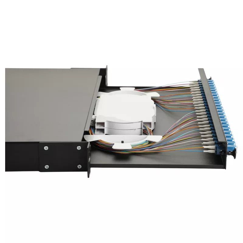 Caixa de fusão de fibra ótica Equip 24 portas, LC Duplex, OS2, 1U, equipada, preto