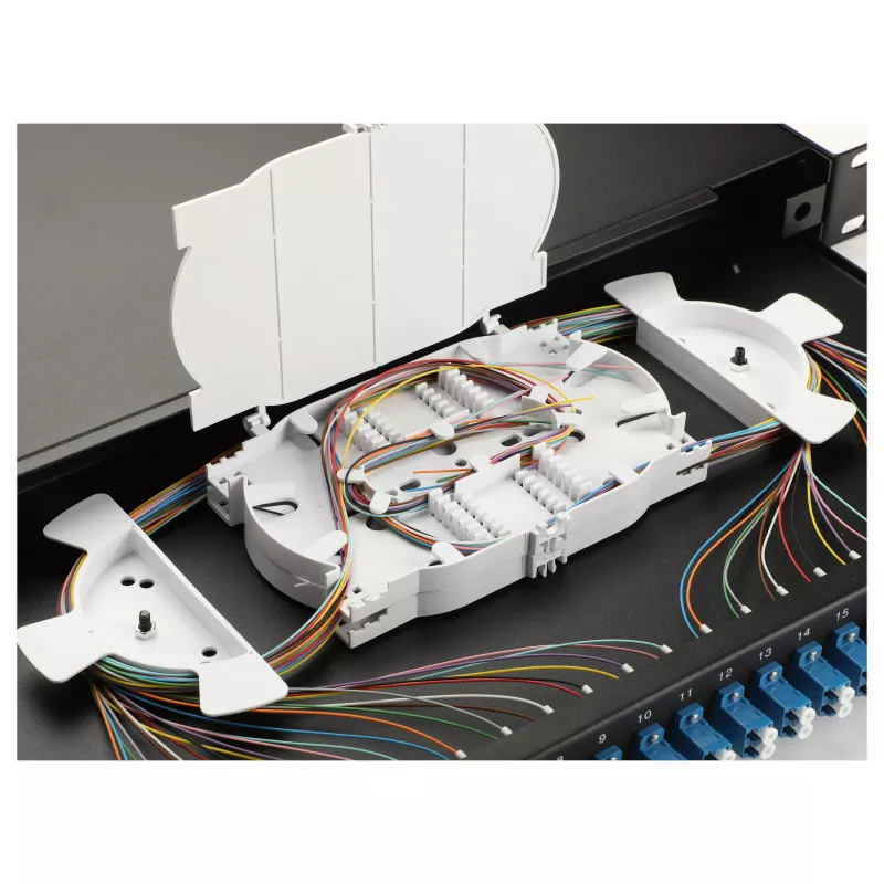 Caixa de fusão de fibra ótica Equip 24 portas, LC Duplex, OS2, 1U, equipada, preto