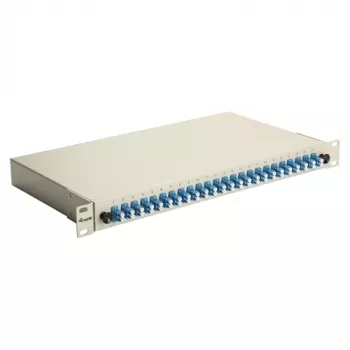 EQUIP caixa de fusão de fibra ótica 24 portas, LC Duplex, OS2, 1U, equipada, cinzento