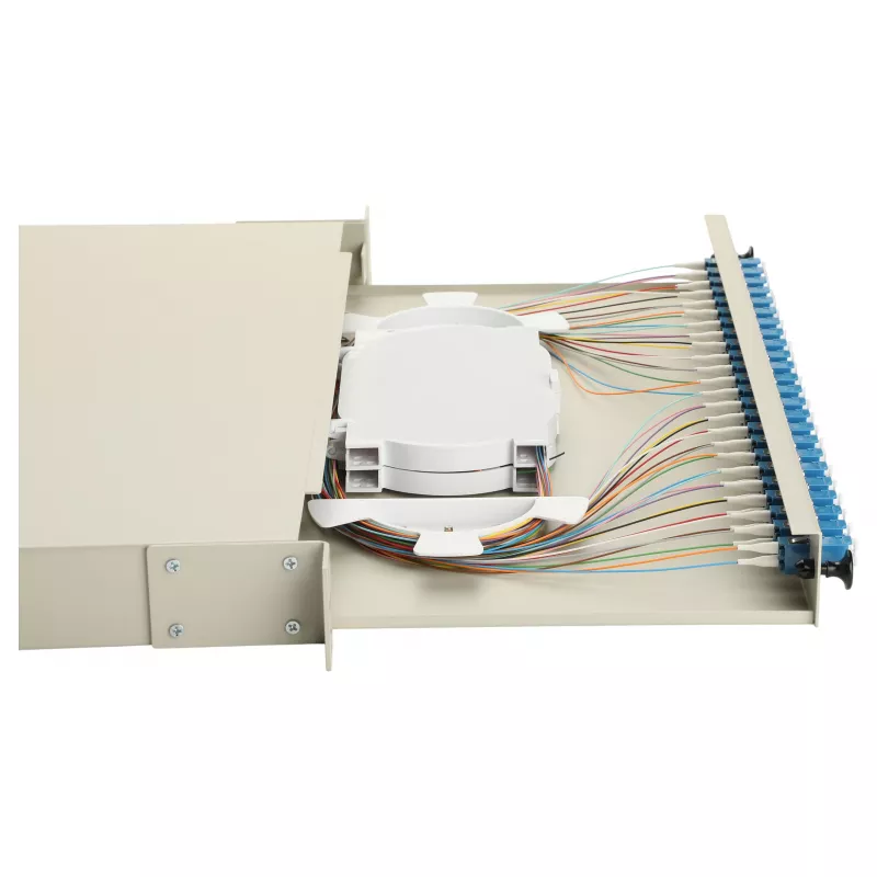 EQUIP caixa de fusão de fibra ótica 24 portas, LC Duplex, OS2, 1U, equipada, cinzento