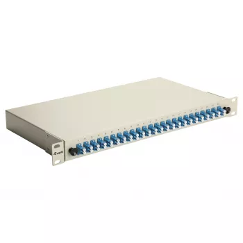 EQUIP caixa de fusão de fibra ótica 24 portas, LC Duplex, OS2, 1U, equipada, cinzento