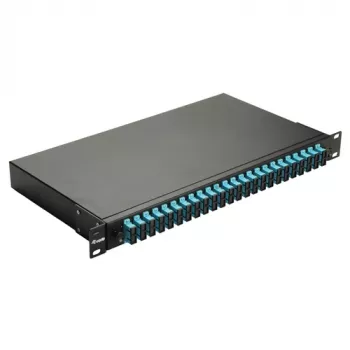 Equip Caixa de Fusão de Fibra Ótica 24 Portas, SC Duplex, OM3, 1U, equipada, Preto