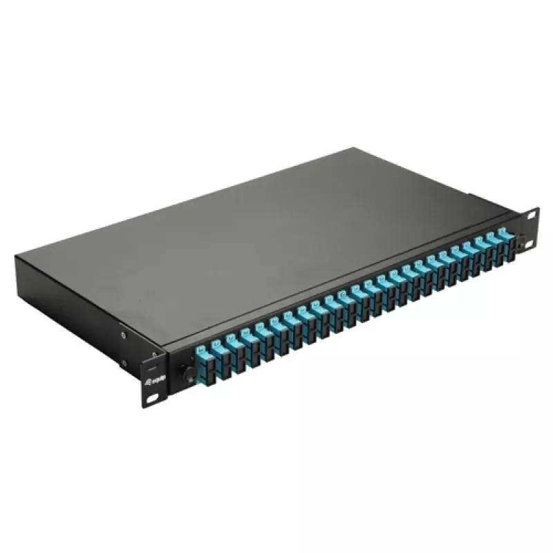 Equip Caixa de Fusão de Fibra Ótica 24 Portas, SC Duplex, OM3, 1U, equipada, Preto