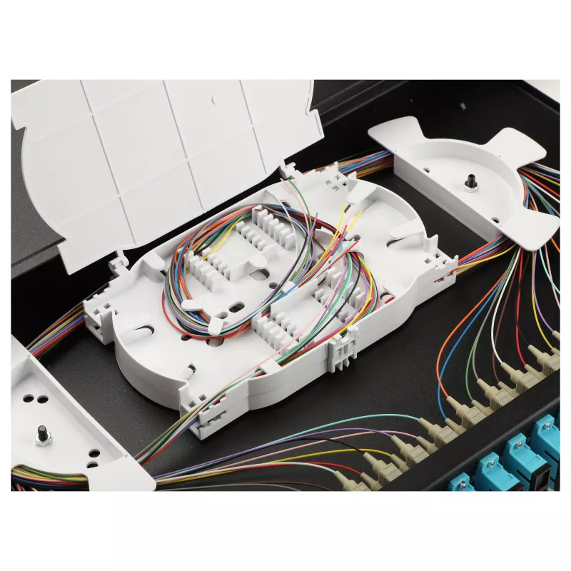 Equip Caixa de Fusão de Fibra Ótica 24 Portas, SC Duplex, OM3, 1U, equipada, Preto