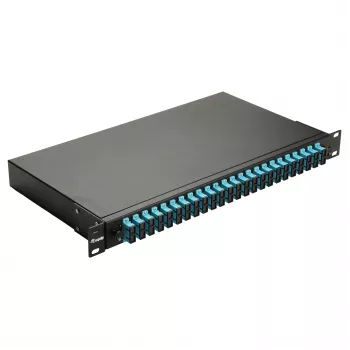 Equip Caixa de Fusão de Fibra Ótica 24 Portas, SC Duplex, OM3, 1U, equipada, Preto