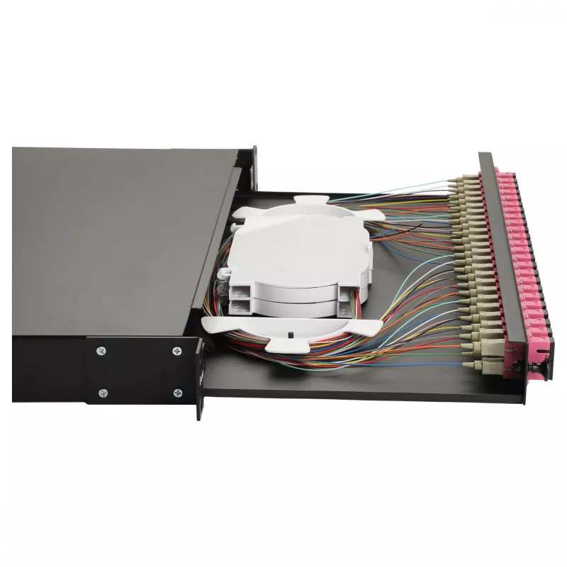 Equip Caixa de fusão de fibra ótica 24 portas, SC Duplex, OM4, 1U, equipada, preto