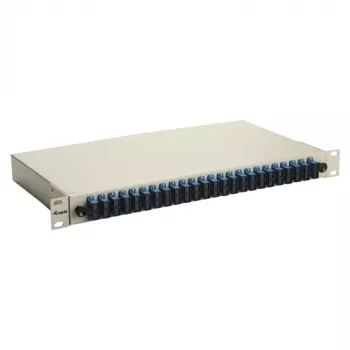 Equip caixa de fusão de fibra ótica de 24 portas, SC duplex, OS2, 1U, equipada, cinzento