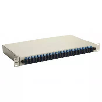 Equip caixa de fusão de fibra ótica de 24 portas, SC duplex, OS2, 1U, equipada, cinzento
