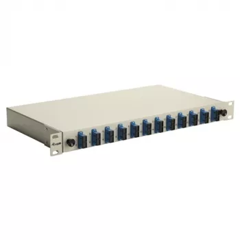 Caixa de fusão de fibra ótica Equip 591911 12 portas SC duplex, OS2, 1U, totalmente equipada, cinzento