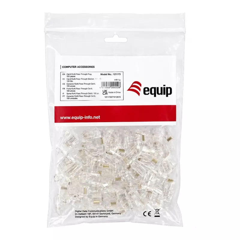 Equip Kit de conetores Cat6 RJ45 UTP não blindado (100 unid.) - transparente
