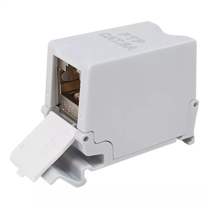 Equip Cat6A Acoplador Keystone blindado 1xRJ45 Calha DIN cinzento