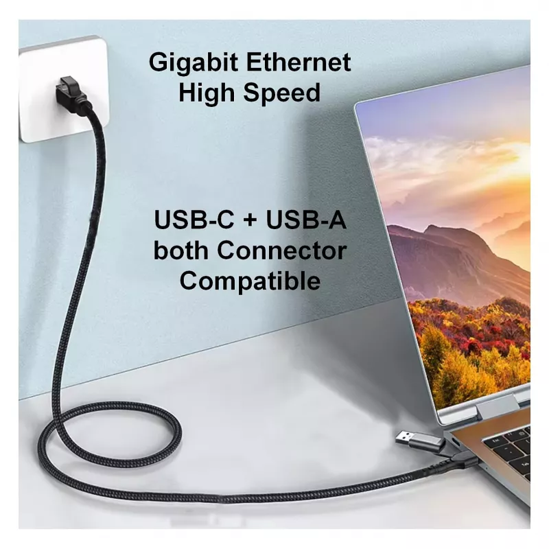 Equip Adaptador Gigabit USB-C / USB-A para RJ45 Ethernet - Preto