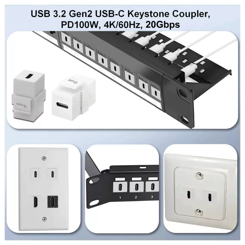 Equip Acoplador Keystone USB 3.2 Gen 2 USB-C para USB-C fêmea a fêmea, Branco