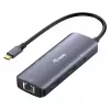 Adaptador multiportas EQUIP USB-C com 2x HDMI, RJ45, 2x USB-A, USB-C PD 100W, Cinzento