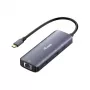 Adaptador multiportas EQUIP USB-C com 2x HDMI, RJ45, 2x USB-A, USB-C PD 100W, Cinzento