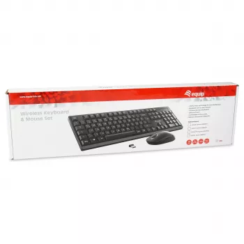 Equip Conjunto de teclado e rato sem fios - Layout alemão - Preto