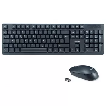 Equip Conjunto de teclado e rato sem fios - Layout alemão - Preto