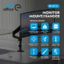 Suporte de monitor com mola a gás Ergo Office ER-691 B para ecrãs 17-32 polegadas, 1-10 kg, preto mate, VESA 75/100