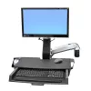 Ergotron 45-260-026 Track Mount Kit, suporte de monitor com altura ajustável com prateleira para teclado, prateleira para rato retrátil, apoio de pulso e suporte para leitor de códigos de barras, para LCDs até 24 polegadas, VESA 75/100 mm, alumínio polido
