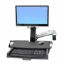 Ergotron 45-260-026 Track Mount Kit, suporte de monitor com altura ajustável com prateleira para teclado, prateleira para rato retrátil, apoio de pulso e suporte para leitor de códigos de barras, para LCDs até 24 polegadas, VESA 75/100 mm, alumínio polido