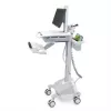 Ergotron carrinho de estação de trabalho médica móvel para ecrã LCD / equipamento de PC - alimentado por bateria LiFe, UE - médico - plástico, alumínio, aço galvanizado - cinzento, branco, alumínio polido - tamanho do ecrã: até 22 polegadas