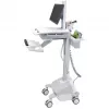 Ergotron carrinho de estação de trabalho médica móvel para ecrã LCD / equipamento de PC - alimentado por bateria LiFe, UE - médico - plástico, alumínio, aço galvanizado - cinzento, branco, alumínio polido - tamanho do ecrã: até 22 polegadas