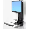 Ergotron Sit-Stand Vertical Lift, Patient Room - kit de montagem (apoio de pulso, suporte para rato, calha de ajuste vertical, suporte para leitor de códigos de barras, prateleira para teclado, braço para monitor, prateleira retrátil para rato)