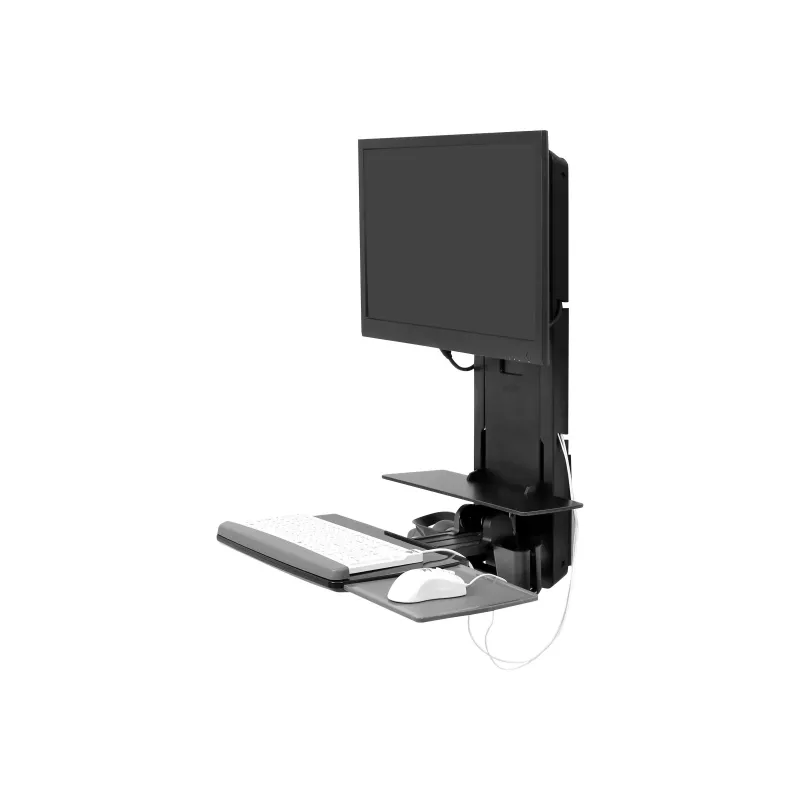 Ergotron Sit-Stand Vertical Lift, Patient Room - kit de montagem (apoio de pulso, suporte para rato, calha de ajuste vertical, suporte para leitor de códigos de barras, prateleira para teclado, braço para monitor, prateleira retrátil para rato)