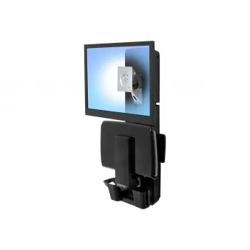 Ergotron Sit-Stand Vertical Lift, Patient Room - kit de montagem (apoio de pulso, suporte para rato, calha de ajuste vertical, suporte para leitor de códigos de barras, prateleira para teclado, braço para monitor, prateleira retrátil para rato)
