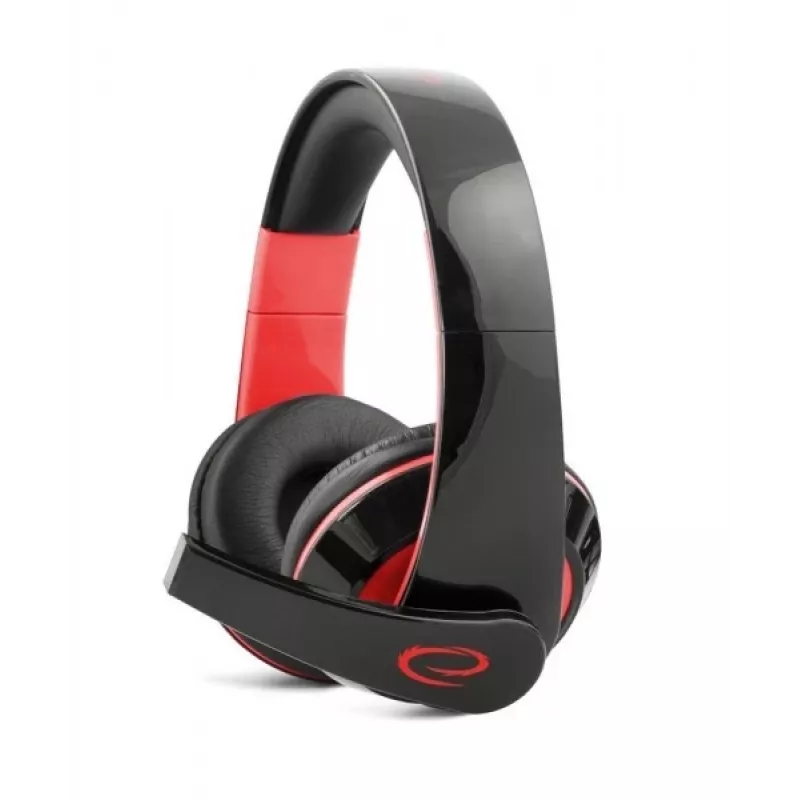 Headset gaming com fios Esperanza EGH300R com microfone de arco omnidirecional, preto/vermelho