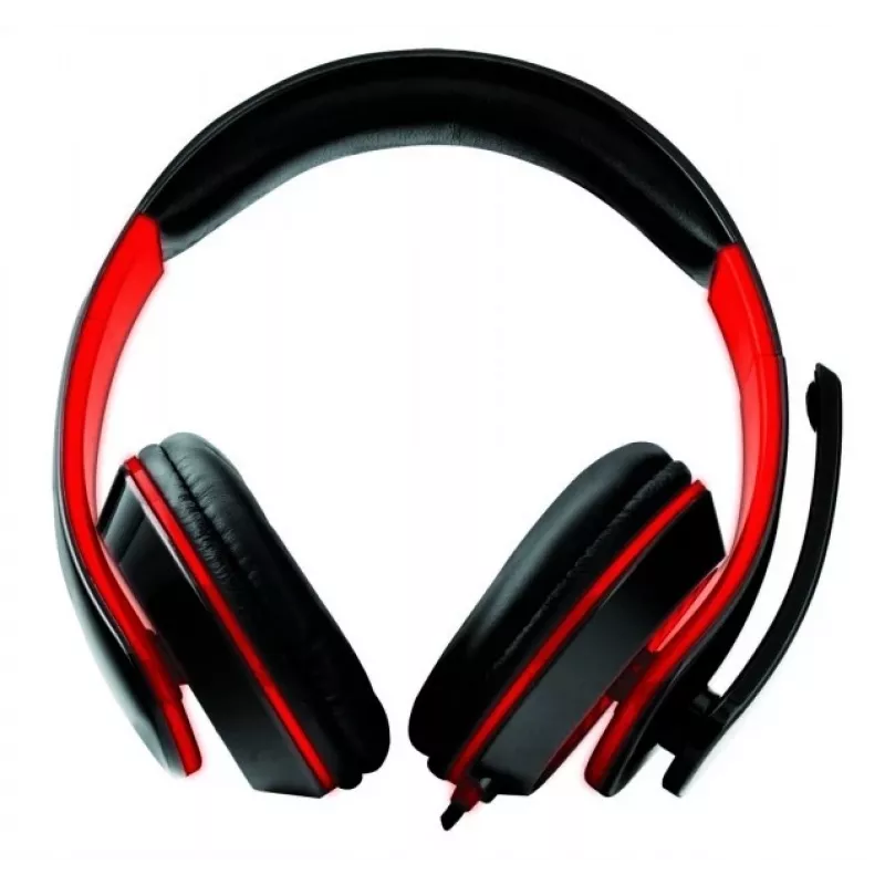 Headset gaming com fios Esperanza EGH300R com microfone de arco omnidirecional, preto/vermelho